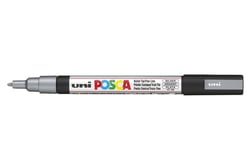 Lot de 12 marqueurs peinture pointe conique fine 0,9 - 1,3 mm - POSCA - Argent