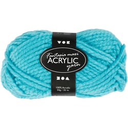 Pelote de Laine Acrylique Fantasia, L : 35 m, Maxi, turquoise, 50 gr/ 1 boule