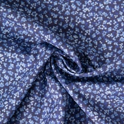Tissu Popeline de Coton légère imprimé moucheté floral sur fond Bleu indigo