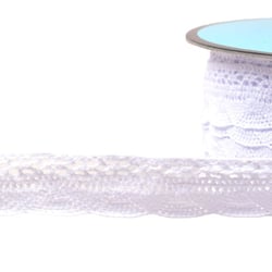 Bobine 25m dentelle éventail 19mm blanc