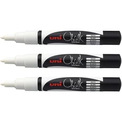 3 marqueurs craie Uni chalk marker Uni Ball pointe fine blanc
