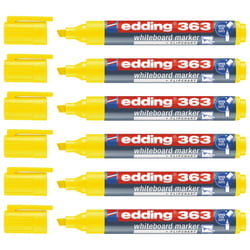 Lot de 6 marqueurs tableau blanc - EDDING - Pointe biseau 1-5 mm - Jaune - 363