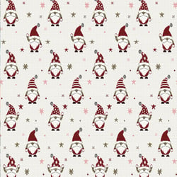 Tissu Jacquard d'ameublement Bonhomme de noël Lurex sur fond Blanc cassé