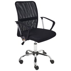 Chaise de Bureau Noir Siège en Maille Pivotant et Réglable avec Dossier Inclinable pour Ordinateur Bureau