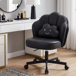 Chaise de bureau - COMHOMA - Similicuir PU noir - Chaise Pétale