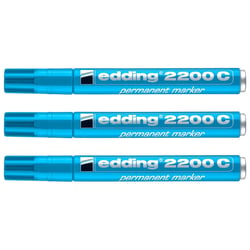 Lot de 3 Marqueurs permanents 1-5 mm - EDDING - Bleu clair - Pointe biseau