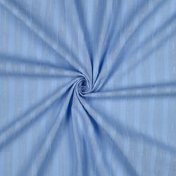 Tissu Voile de Coton Nina rayures lurex sur fond Bleu clair