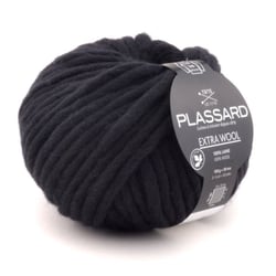 Plassard - Grosse laine mèche Extra Wool 016 Noir 100% Laine
