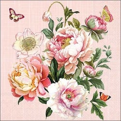 Lot de 4 serviettes en papier découpage collage 33 cm BOUQUET DE FLEURS F 823