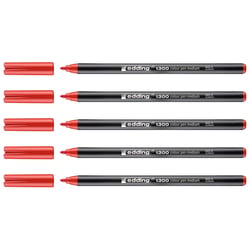 Lot de 5 feutres de coloriage pointe ronde moyenne - EDDING - Rouge - 2 mm