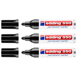 Lot de 3 marqueurs permanents - EDDING - Pointe ronde 3-4 mm - Noir