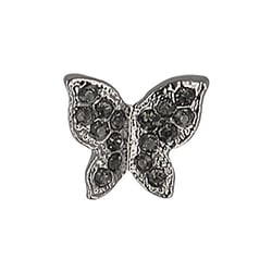 Bouton papillon strass 13mm (Noir)