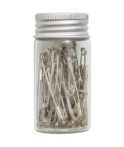 Tube en verre d'assortiment de 50 épingles à nourrice - Collection fleurs bleues - Hobby Gift