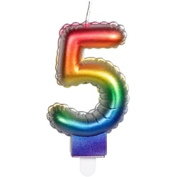 Bougie Arc-en-Ciel Chiffre 5 (8 cm) - Effet Ballon
