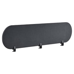 Séparateur de Bureau Gris Foncé en PET Acoustique Recouvert de Tissu 180 x 40 cm avec Pinces de Fixation