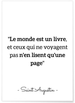 Affiche citation Saint Augustin 'Le monde est un livre...' | A3 : 29,7x42cm