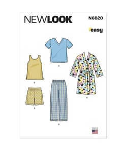 Patron New Look 6820 - Tenue d'intérieur pour enfants taille n°FR 3-8