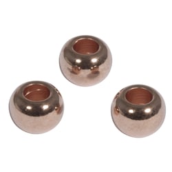 Perle en métal, 8mm ø, or rose, grand trou 3mm ø, 5 pces