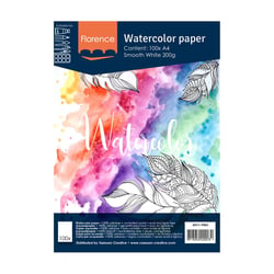 Papier aquarelle A4 - 200 g - Lisse - Florence - 100 feuilles
