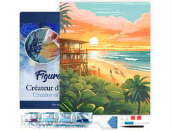 Diamond Painting Broderie Diamant Figured’Art 40x50cm toile tendue sur châssis en bois - diamants carrés - Club de plage au coucher du soleil