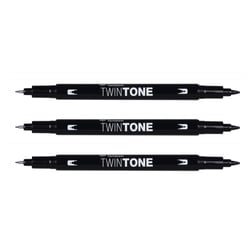 Lot de 3 feutres double pointe - TOMBOW - TwinTone - Noir - Pointes 0,8 mm et 0,3 mm