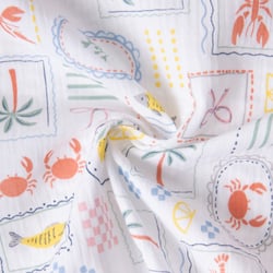 Tissu Double gaze de Coton Sardaigne sur fond Blanc
