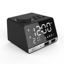 Enceinte Bluetooth LED Radio Réveil USB Température Affichage HD Compacte Noir YONIS