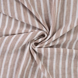 Tissu aspect Lin rayé Taupe