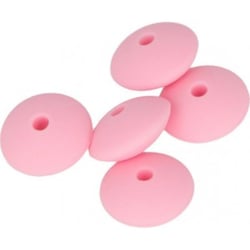 5 PERLES ROSES 12X7 MM - SILICONE