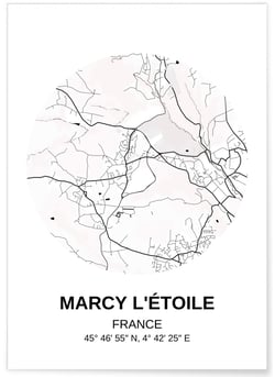 Affiche Carte Marcy l'Étoile | A3 : 29,7x42cm