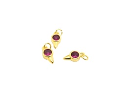 2 Petites breloques forme pointe 11*5mm plaqué or 18K et zircon rose fuchsia