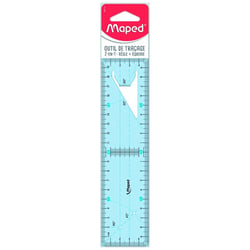 Maped Outil de traçage règle équerre 2en1, bleu transparent