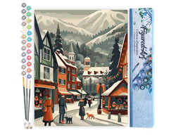 Peinture par Numéro Figured'Art - Marché de Noël dans la Vallée - Kit de Loisir Créatif DIY Numéro d'Art Complet - 40x50cm sans châssis en bois