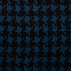 Tissu Polyester satiné Big pied de poule Pétrole sur fond Noir