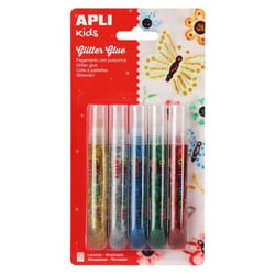 Apli Agipa - Colle à paillettes Couleurs Assorties Métallisée 13g 5 Tubes
