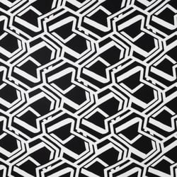 Tissu Jersey Milano Géo blanc sur fond Noir - Au mètre