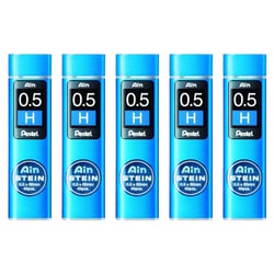 Mine de rechange Pentel - Hi-Polymer - 0,5 mm - Dureté H - Lot de 5 étuis