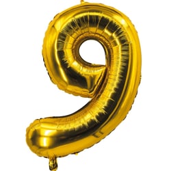 Ballon aluminium - 85 cm - or - chiffre 9