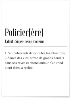 Affiche Définition Policier | A3 : 29,7x42cm