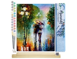 Peinture par Numéro Figured'Art - Pluie romantique - Kit de Loisir Créatif DIY Numéro d'Art Complet - 40x50cm toile roulée + châssis en bois à monter