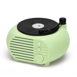 Enceinte Bluetooth Rétro Vinyle Sans Fil Son Surround Puissant Vert Noir YONIS