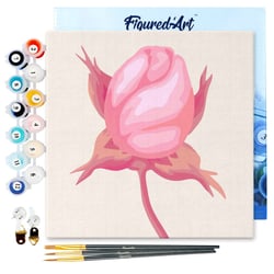 Mini Peinture par Numéro Figured'Art 20x20cm avec cadre Bouton de Rose - Petit Format