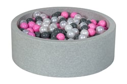 Piscine à balles Aire de jeu + 450 balles perle, rose clair, gris - Velinda