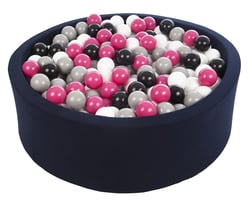 Piscine à balles Aire de jeu + 450 balles bleu marine noir, blanc, rose,gris - Velinda