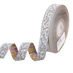 Bobine 15m galon jacquard licornes gris clair 20mm