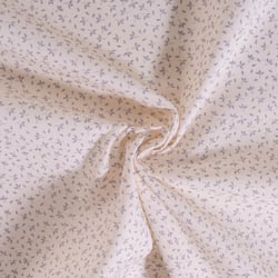 Tissu Coton imprimé Fleuris Tia grises sur fond Blanc