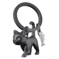 Metalmorphose - Porte-clés - Chat noir - Époxy verte - Chrome brillant
