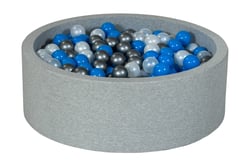 Piscine à balles Aire de jeu + 450 balles perle, bleu, argent - Velinda