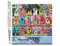 Peinture par Numéro Figured'Art Cabanes à oiseaux - Activité Manuelle Kit de Loisir Créatif DIY Numéro d'Art Complet - 40x50cm sans châssis en bois