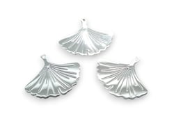 4 Estampes feuille de Ginkgo 22*19mm Argent platine